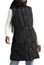 Load image into Gallery viewer, Black Longline Quilted Stand Collar Puffer Vest
