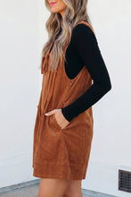 Load image into Gallery viewer, Cinnamon Solid Color Tie V Neck Sleeveless Corduroy Romper
