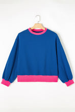 Cargar imagen en el visor de la galería, Blue Colorblock Bubble Sleeve Sweatshirt
