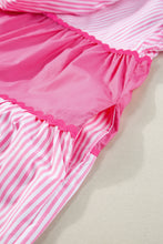 Load image into Gallery viewer, Pink Ricrac Block Accent Puff Short Sleeve Flowy Plus Dress
