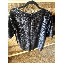 Load image into Gallery viewer, Ann Taylor Sequin Top Silver Black with Silent Zipper
