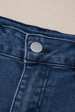 Load image into Gallery viewer, Sail Blue Scalloped Hemline Acid Wash High Waist Denim Shorts
