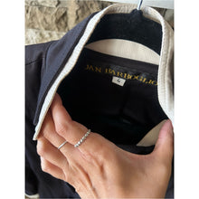 Load image into Gallery viewer, Vitage Jan Barboglio Black Military-Style Double-Breasted Jacket with Cream Trim
