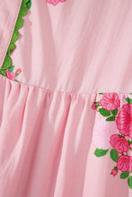 Cargar imagen en el visor de la galería, Pink Notched Neck Flutter Short Sleeve Floral Print Maxi Dress
