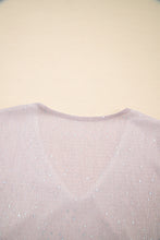 Cargar imagen en el visor de la galería, Light Pink V Neck Sequin Plisse Long Sleeve Blouse
