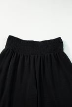 Cargar imagen en el visor de la galería, Black Shirred High Waist Plus Size Wide Leg Pants
