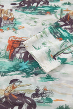 Load image into Gallery viewer, Green Western Print Long Sleeve Round Neck Slim Top
