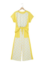 Load image into Gallery viewer, Yellow Color Block Patchwork Polka Dot Wide Leg Pant Set
