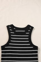 Cargar imagen en el visor de la galería, Black Stripe Ribbed Knit Tank Mini Dress
