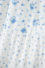 Cargar imagen en el visor de la galería, Sky Blue High Waist Tiny Floral Print Boho Maxi Skirt
