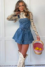 Load image into Gallery viewer, Sky Blue Buckle Straps Bib Style Tied Backless Flared Denim Overall
