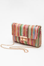 Load image into Gallery viewer, Strawberry Pink Bohemian Woven Gold Chain Shoulder Bag
