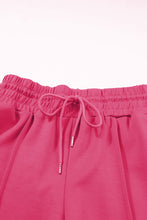 Load image into Gallery viewer, Rose Red Terry Knit Drawstring Smocked Waist Wide Leg Sweatpants
