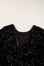 Cargar imagen en el visor de la galería, Black Sequin Long Sleeve Cutout Back Top
