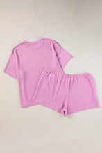 Load image into Gallery viewer, Phalaenopsis Ribbed Knit T Shirt and Shorts Plus Size Lounge Set
