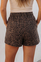 Cargar imagen en el visor de la galería, Brown Leopard Print Elastic Waist Drawstring Denim Skort
