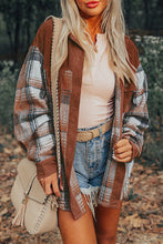 Cargar imagen en el visor de la galería, Cinnamon Plaid Corduroy Patchwork Chest Pocket Shacket
