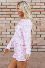 Load image into Gallery viewer, Pink Leopard Animal Print Pullover and Shorts Loungewear
