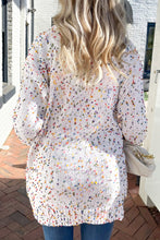 Load image into Gallery viewer, White Multicolor Dotted Rib Knit Long Sleeve Cardigan
