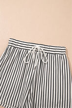 Load image into Gallery viewer, Black Stripe V Neck Tee and Casual Short Set
