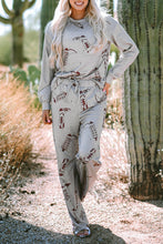 Cargar imagen en el visor de la galería, Gray Cowgirl Boots Printed Long Sleeve Top Pants Lounge Set
