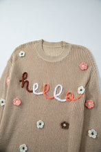 Cargar imagen en el visor de la galería, Parchment Hello Floral Embroidered Knit Loose Sweater
