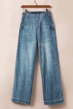 Load image into Gallery viewer, Dusk Blue Multi Buttons Medium Wash Straight Loose Leg Jeans
