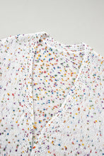 Load image into Gallery viewer, White Multicolor Dotted Rib Knit Long Sleeve Cardigan
