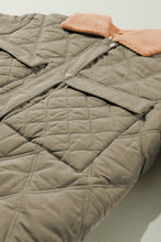 Load image into Gallery viewer, Jungle Green Teddy Collar Flap Pockets Quilted Puffer Jacket
