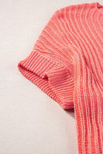 Cargar imagen en el visor de la galería, Fresh Salmon Rolled Cuffs Loose Knit Tee with Slits
