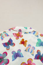 Cargar imagen en el visor de la galería, Multicolour Butterfly Pattern Short Sleeve Shirt Pajamas Set
