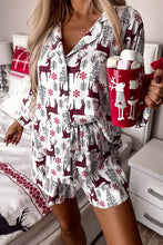 Load image into Gallery viewer, White Christmas Deer Printed Shirt and Shorts Lounge Set
