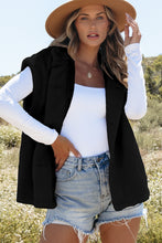 Load image into Gallery viewer, Black Sherpa Stand Collar Jacket Vest
