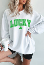 Load image into Gallery viewer, White St. Patricks LUCKY Graphic Corded Sweatshirt
