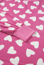 Load image into Gallery viewer, Pink Valentine Heart Shape Print Long Sleeve Top Shorts Lounge Set
