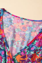 Load image into Gallery viewer, Blue Floral Print V Neck Wrap Split Maxi Dress
