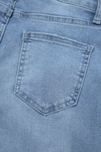 Cargar imagen en el visor de la galería, Dusk Blue High Rise Asymmetric Button Zip Fly Ripped Jeans
