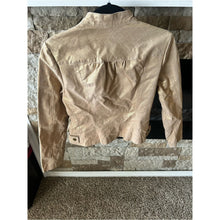 Load image into Gallery viewer, L.A.L 100% Genuine Leather Metallic Gold Moto Jacket with Stand Collar
