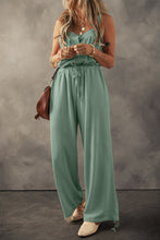 Cargar imagen en el visor de la galería, Moss Green Knotted Straps Button Textured Drawstring Jumpsuit
