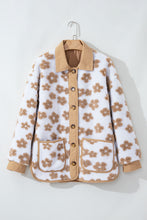 Load image into Gallery viewer, Light French Beige Cute Flower Pattern Button Up Fleece Jacket
