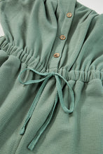 Cargar imagen en el visor de la galería, Moss Green Knotted Straps Button Textured Drawstring Jumpsuit
