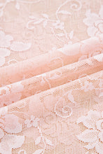 Load image into Gallery viewer, Apricot Pink Sheer Floral Lace Mesh Mock Neck Long Sleeve Top
