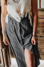 Load image into Gallery viewer, Dark Grey Fully Buttoned Long Denim Skirt
