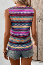 Load image into Gallery viewer, Purple Ethnic Wavy Pattern Round Neck Sleeveless Top
