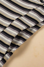 Load image into Gallery viewer, Black Stripe Rainbow Tee Tasseled String Wide Leg Pants Set
