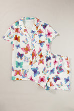 Cargar imagen en el visor de la galería, Multicolour Butterfly Pattern Short Sleeve Shirt Pajamas Set
