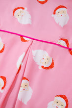 Load image into Gallery viewer, Pink Christmas Santa Claus Print Satin Shirt and Shorts Set
