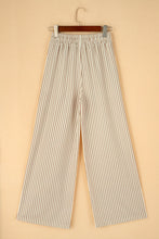 Load image into Gallery viewer, Khaki Stripe Print Wide Leg Drawstring Pants
