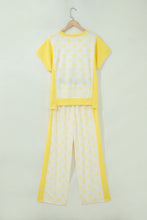 Load image into Gallery viewer, Yellow Color Block Patchwork Polka Dot Wide Leg Pant Set
