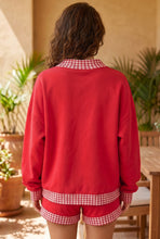 Cargar imagen en el visor de la galería, Carrot Gingham Trim Baggy Pullover 2pcs Short Set
